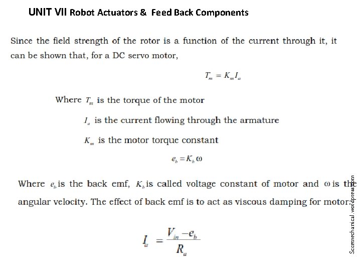 Sccemechanical. wordpress. com UNIT VII Robot Actuators & Feed Back Components 