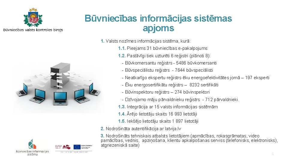 Būvniecības informācijas sistēmas apjoms 1. Valsts nozīmes informācijas sistēma, kurā: 1. 1. Pieejams 31