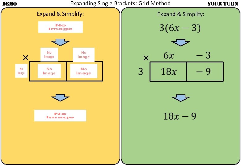 Expanding Single Brackets: Grid Method DEMO Expand & Simplify: × YOUR TURN × 