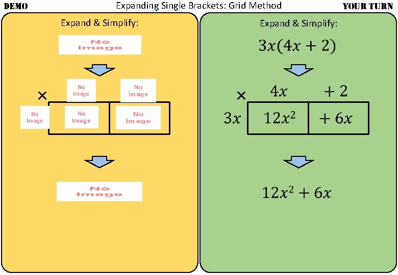 Expanding Single Brackets: Grid Method DEMO YOUR TURN Expand & Simplify: × 