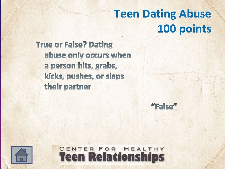 Teen Dating Abuse 100 points 