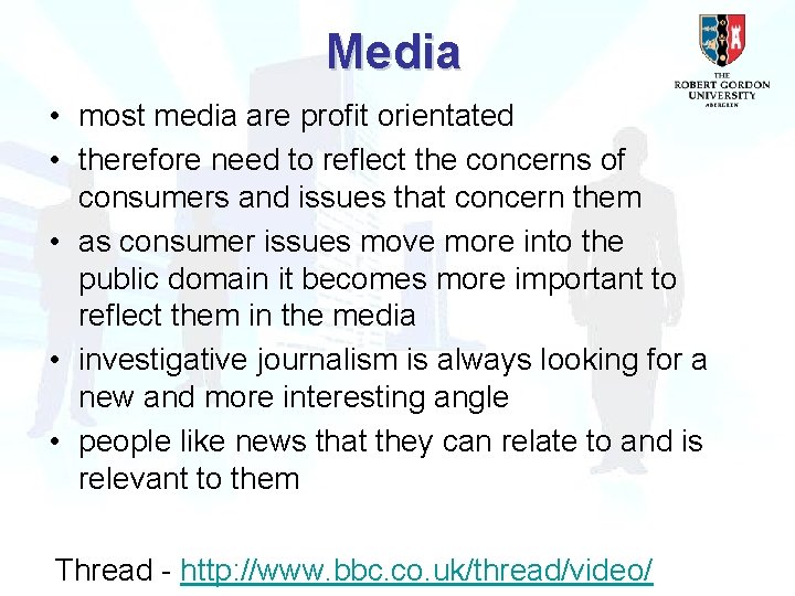 Media • most media are profit orientated • therefore need to reflect the concerns Media • most media are profit orientated • therefore need to reflect the concerns
