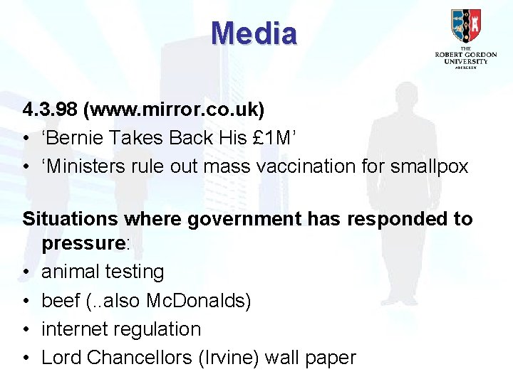 Media 4. 3. 98 (www. mirror. co. uk) • ‘Bernie Takes Back His £