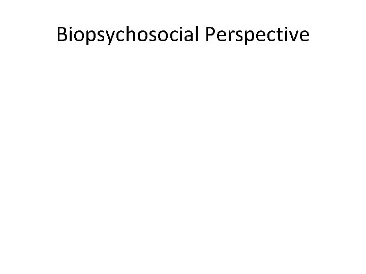 Biopsychosocial Perspective 