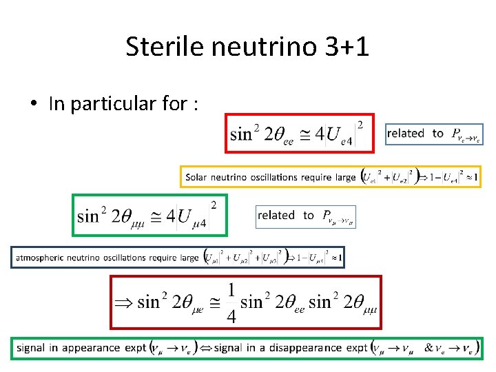 Sterile neutrino 3+1 • In particular for : 