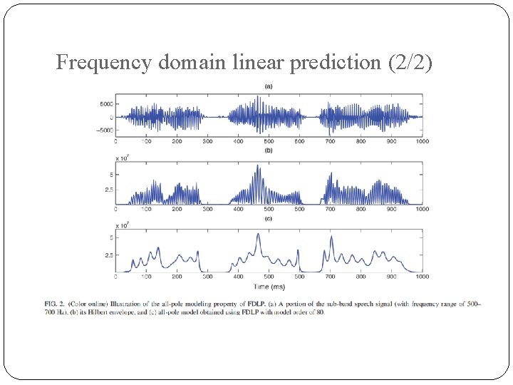 Frequency domain linear prediction (2/2) 