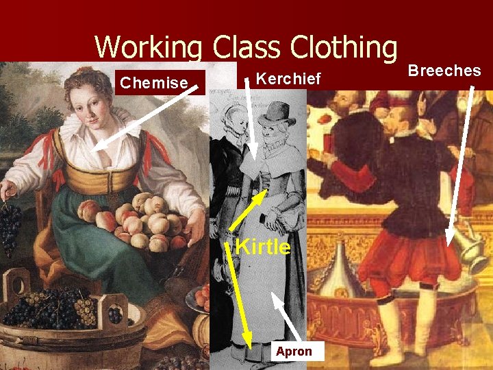 Working Class Clothing Chemise Kerchief Kirtle Apron Breeches 