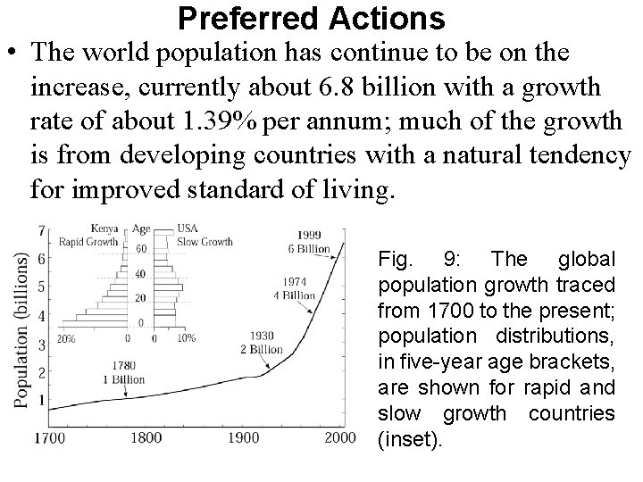 Preferred Actions • The world population has continue to be on the increase, currently