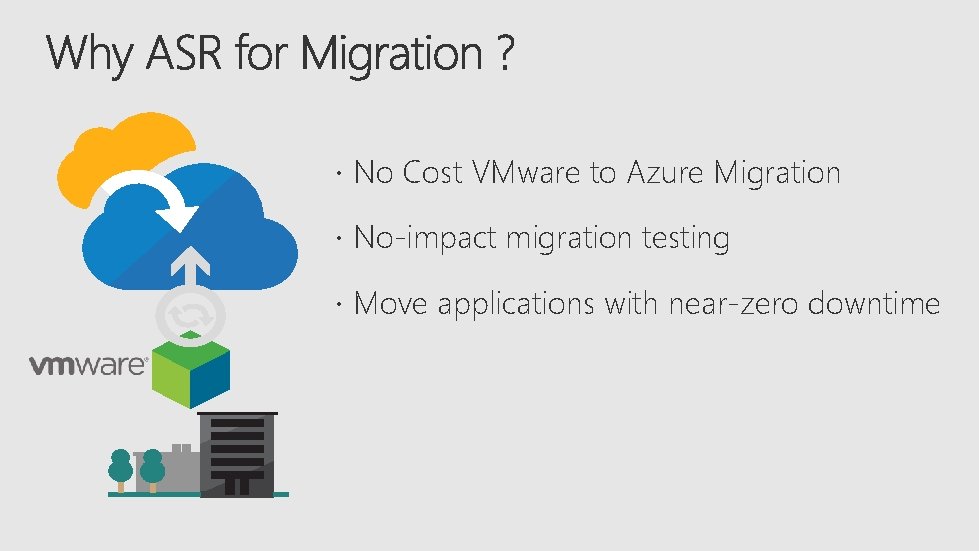  No Cost VMware to Azure Migration No-impact migration testing Move applications with near-zero