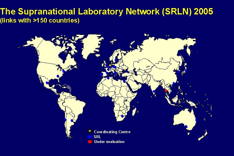 The Supranational Laboratory Network (SRLN) 2005 (links with >150 countries) Coordinating Centre SRL Under