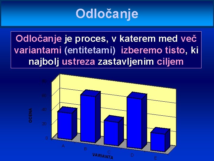 Odločanje je proces, v katerem med več variantami (entitetami) izberemo tisto, ki najbolj ustreza