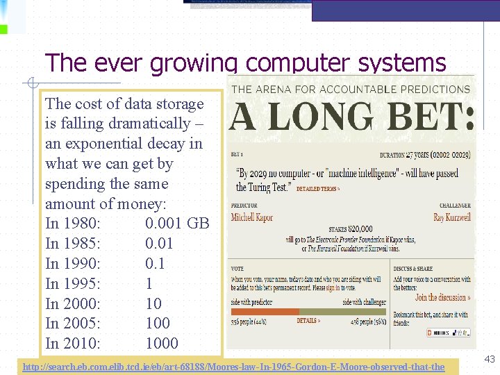The ever growing computer systems The cost of data storage is falling dramatically –