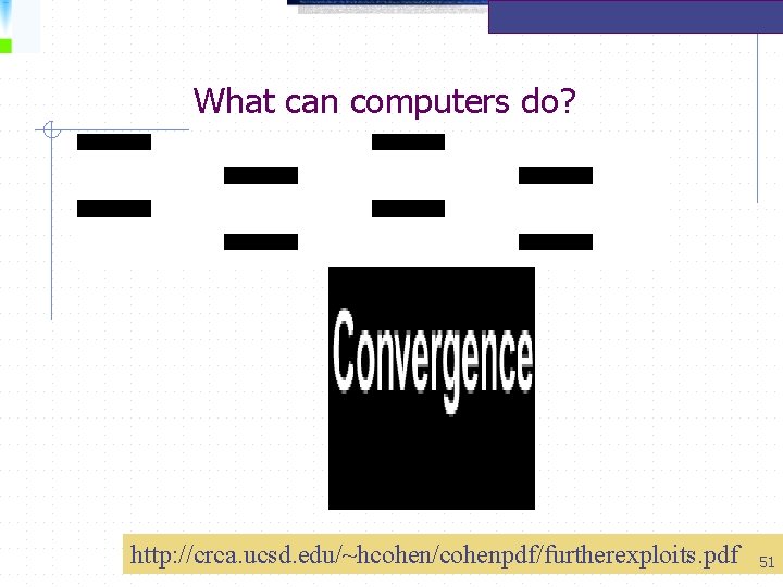 What can computers do? http: //crca. ucsd. edu/~hcohen/cohenpdf/furtherexploits. pdf 51 