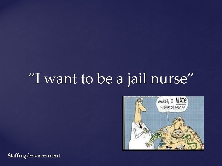 “I want to be a jail nurse” Staffing/environment 