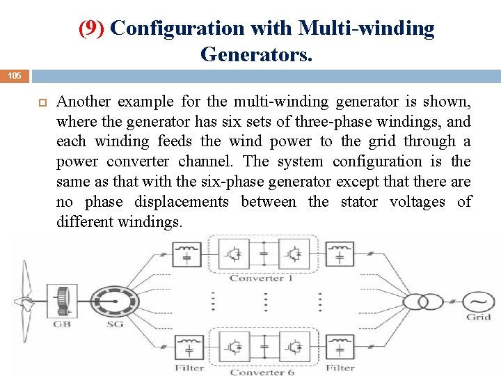 (9) Configuration with Multi-winding Generators. 105 Another example for the multi-winding generator is shown,