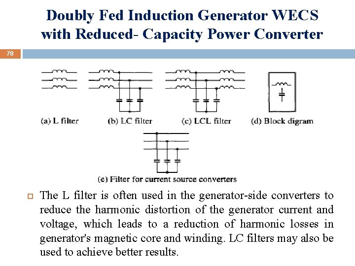 Doubly Fed Induction Generator WECS with Reduced- Capacity Power Converter 78 The L filter