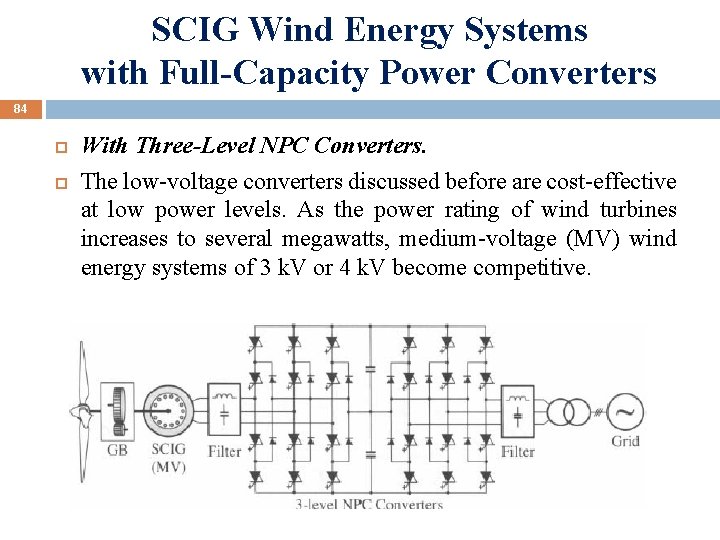 SCIG Wind Energy Systems with Full-Capacity Power Converters 84 With Three-Level NPC Converters. The