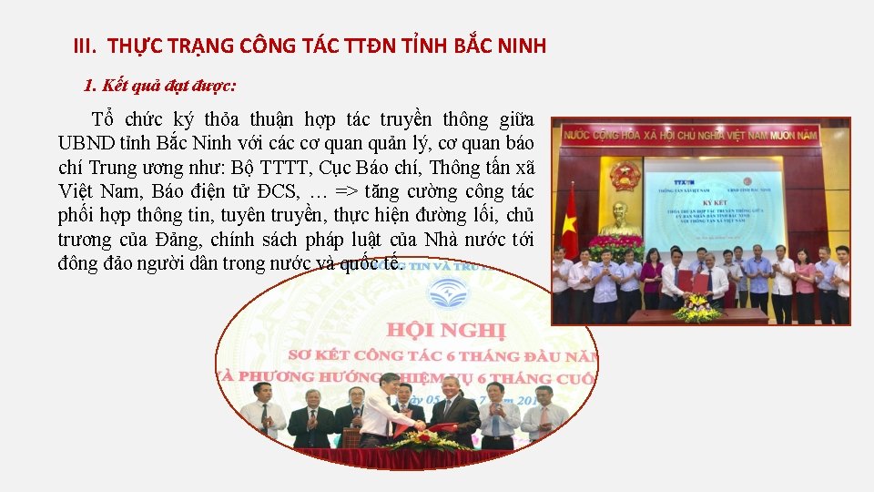 III. THỰC TRẠNG CÔNG TÁC TTĐN TỈNH BẮC NINH 1. Kết quả đạt được: