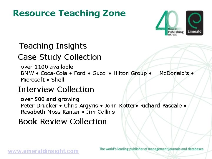 Resource Teaching Zone Teaching Insights Case Study Collection over 1100 available BMW • Coca-Cola