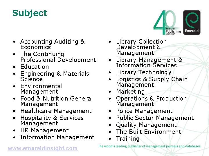 Subject • Accounting Auditing & Economics • The Continuing Professional Development • Education •