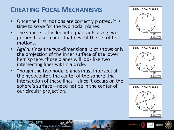 CREATING FOCAL MECHANISMS • Once the first motions are correctly plotted, it is time
