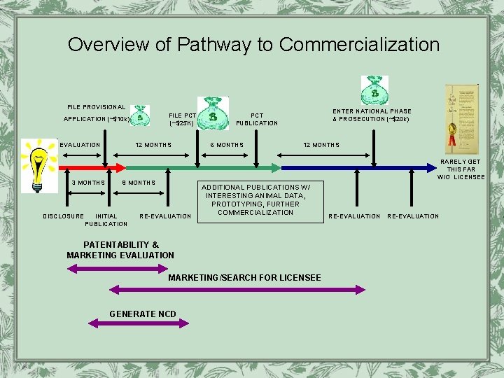 Overview of Pathway to Commercialization FILE PROVISIONAL FILE PCT (~$25 K) APPLICATION (~$10 k)