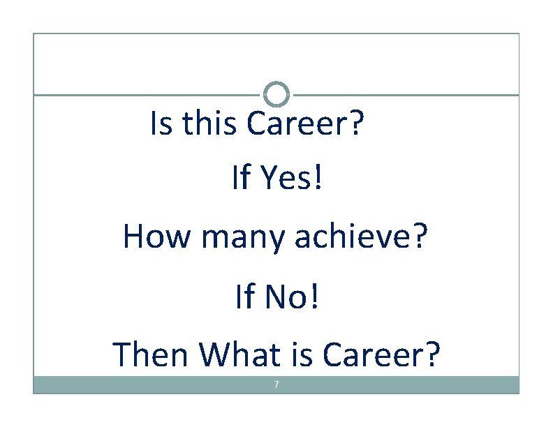 Is this Career? If Yes! How many achieve? If No! Then What is Career?