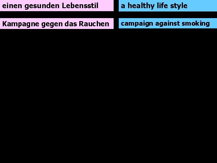 einen gesunden Lebensstil a healthy life style Kampagne gegen das Rauchen campaign against smoking