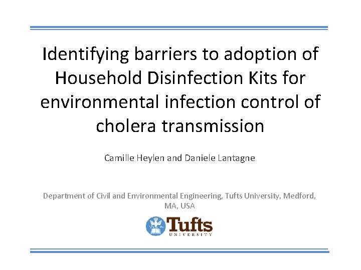 Identifying barriers to adoption of Household Disinfection Kits for environmental infection control of cholera