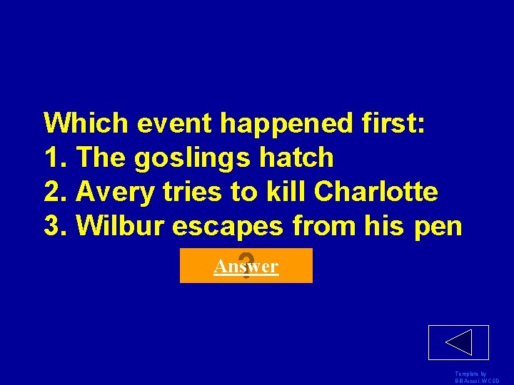 Which event happened first: 1. The goslings hatch 2. Avery tries to kill Charlotte Which event happened first: 1. The goslings hatch 2. Avery tries to kill Charlotte