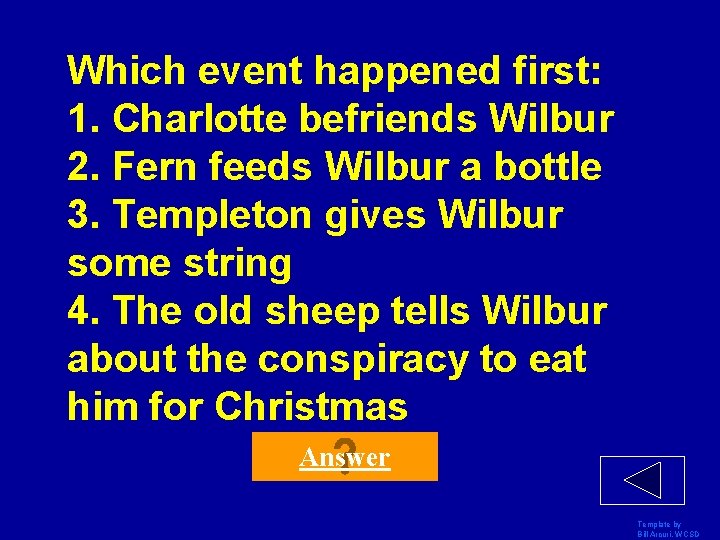 Which event happened first: 1. Charlotte befriends Wilbur 2. Fern feeds Wilbur a bottle