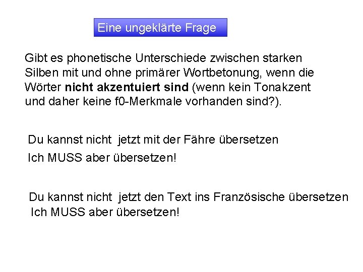 Eine ungeklärte Frage Gibt es phonetische Unterschiede zwischen starken Silben mit und ohne primärer