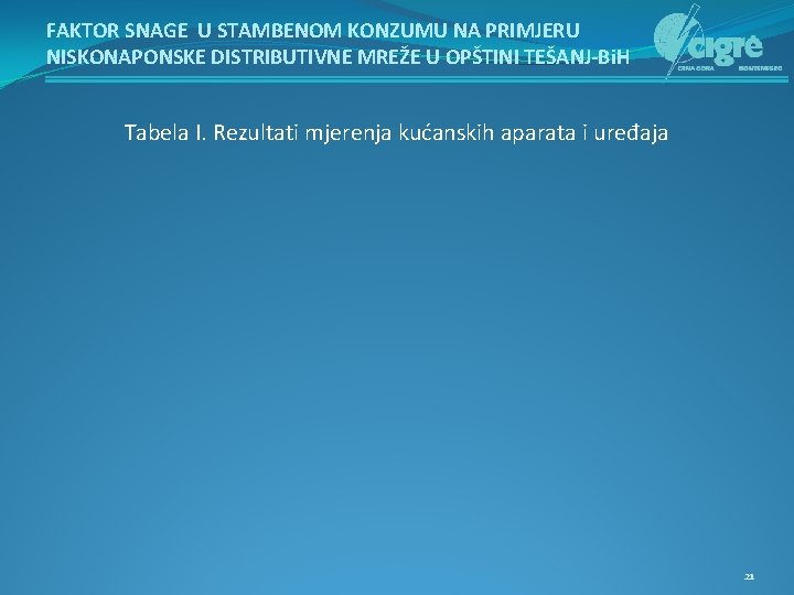 FAKTOR SNAGE U STAMBENOM KONZUMU NA PRIMJERU NISKONAPONSKE DISTRIBUTIVNE MREŽE U OPŠTINI TEŠANJ-Bi. H