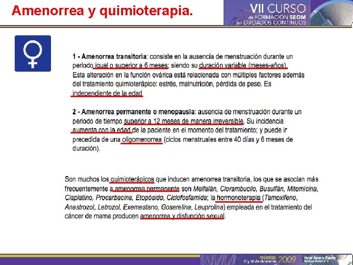 Amenorrea y quimioterapia. 