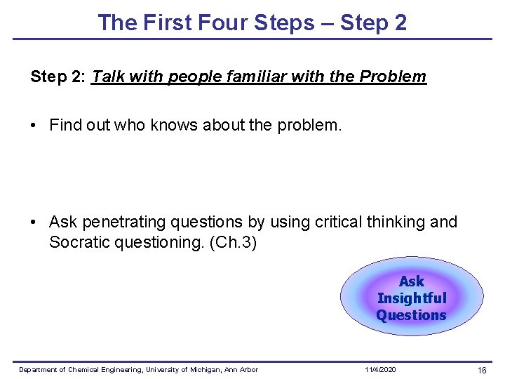 The First Four Steps – Step 2: Talk with people familiar with the Problem