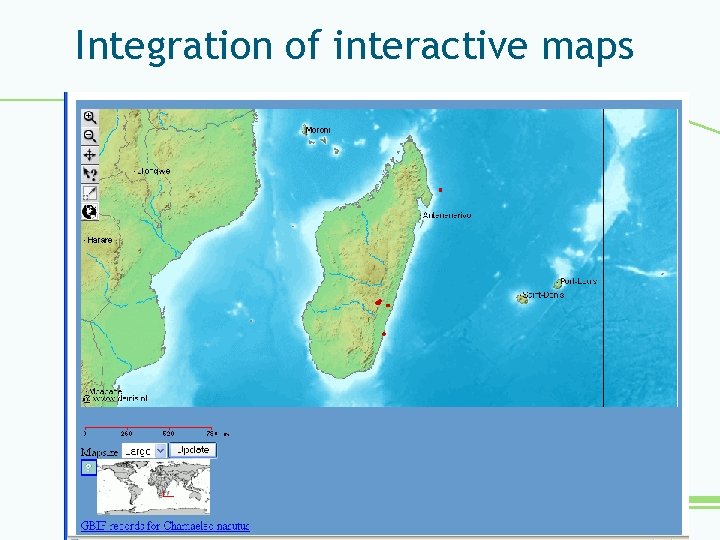 Integration of interactive maps Global Biodiversity Information Facility 