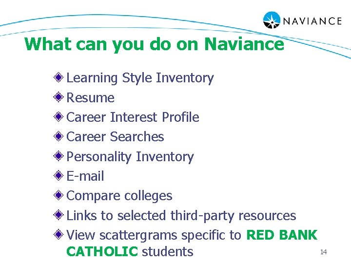 What can you do on Naviance Learning Style Inventory Resume Career Interest Profile Career