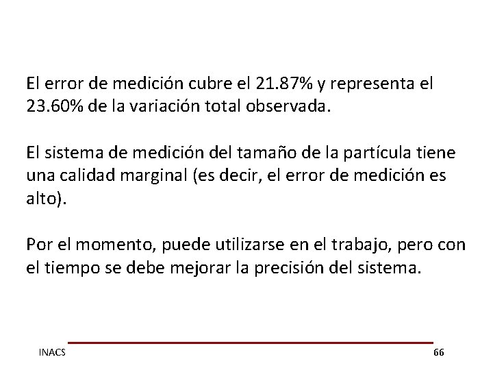 El error de medición cubre el 21. 87% y representa el 23. 60% de