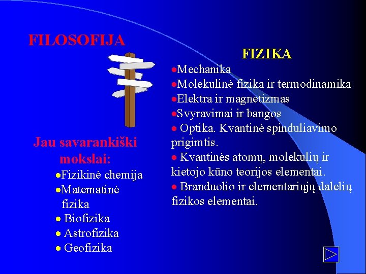 FILOSOFIJA Jau savarankiški mokslai: ·Fizikinė chemija ·Matematinė fizika · Biofizika · Astrofizika · Geofizika