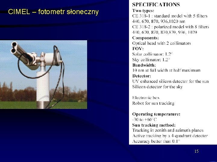 CIMEL – fotometr słoneczny 15 