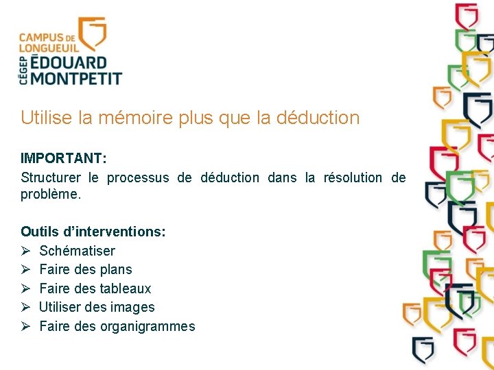 Utilise la mémoire plus que la déduction IMPORTANT: Structurer le processus de déduction dans