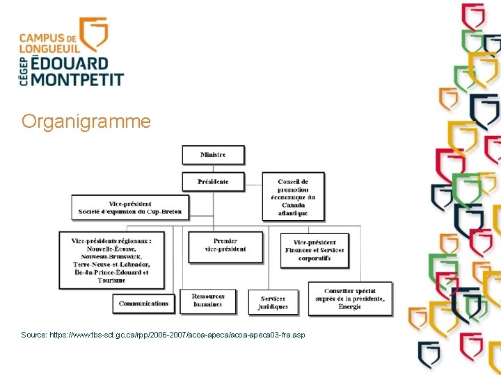 Organigramme Source: https: //www. tbs-sct. gc. ca/rpp/2006 -2007/acoa-apeca 03 -fra. asp 