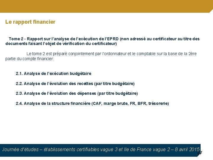 Le rapport financier Tome 2 - Rapport sur l’analyse de l’exécution de l’EPRD (non