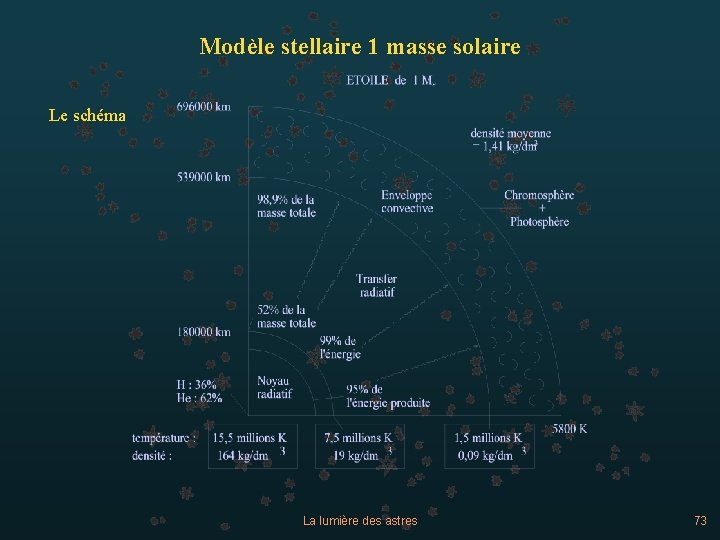 Modèle stellaire 1 masse solaire Le schéma La lumière des astres 73 