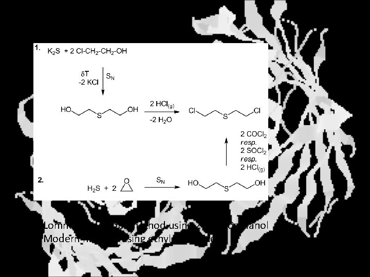 Synthesis 1) Lommel-Steinkopf method using 2 -chloroethanol 2) Modern method using ethylene oxide 