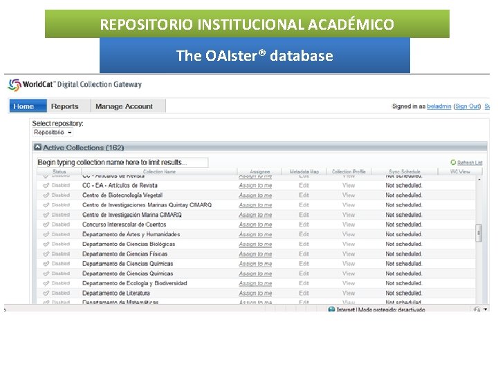 REPOSITORIO INSTITUCIONAL ACADÉMICO The OAIster® database 