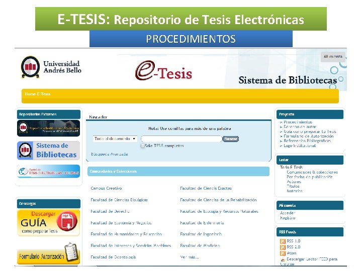 E-TESIS: Repositorio de Tesis Electrónicas PROCEDIMIENTOS 