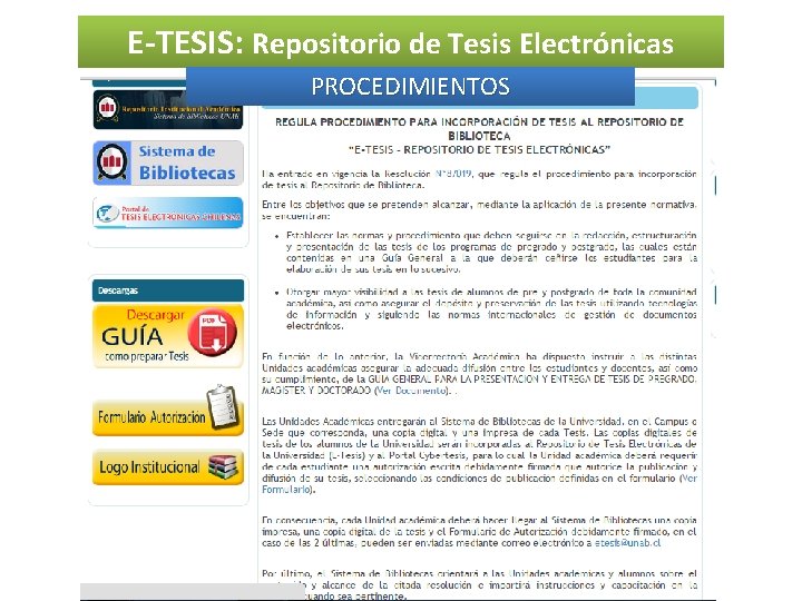 E-TESIS: Repositorio de Tesis Electrónicas PROCEDIMIENTOS 