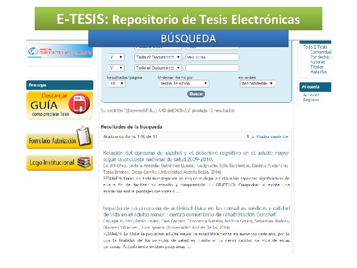 E-TESIS: Repositorio de Tesis Electrónicas BÚSQUEDA 