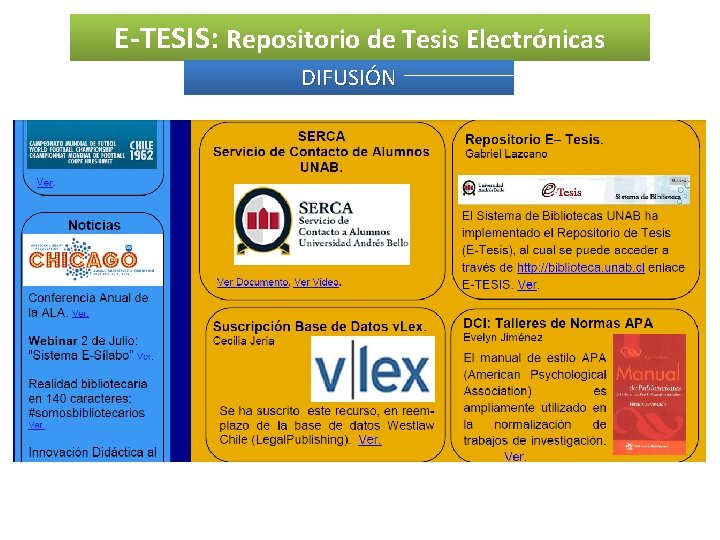 E-TESIS: Repositorio de Tesis Electrónicas DIFUSIÓN 